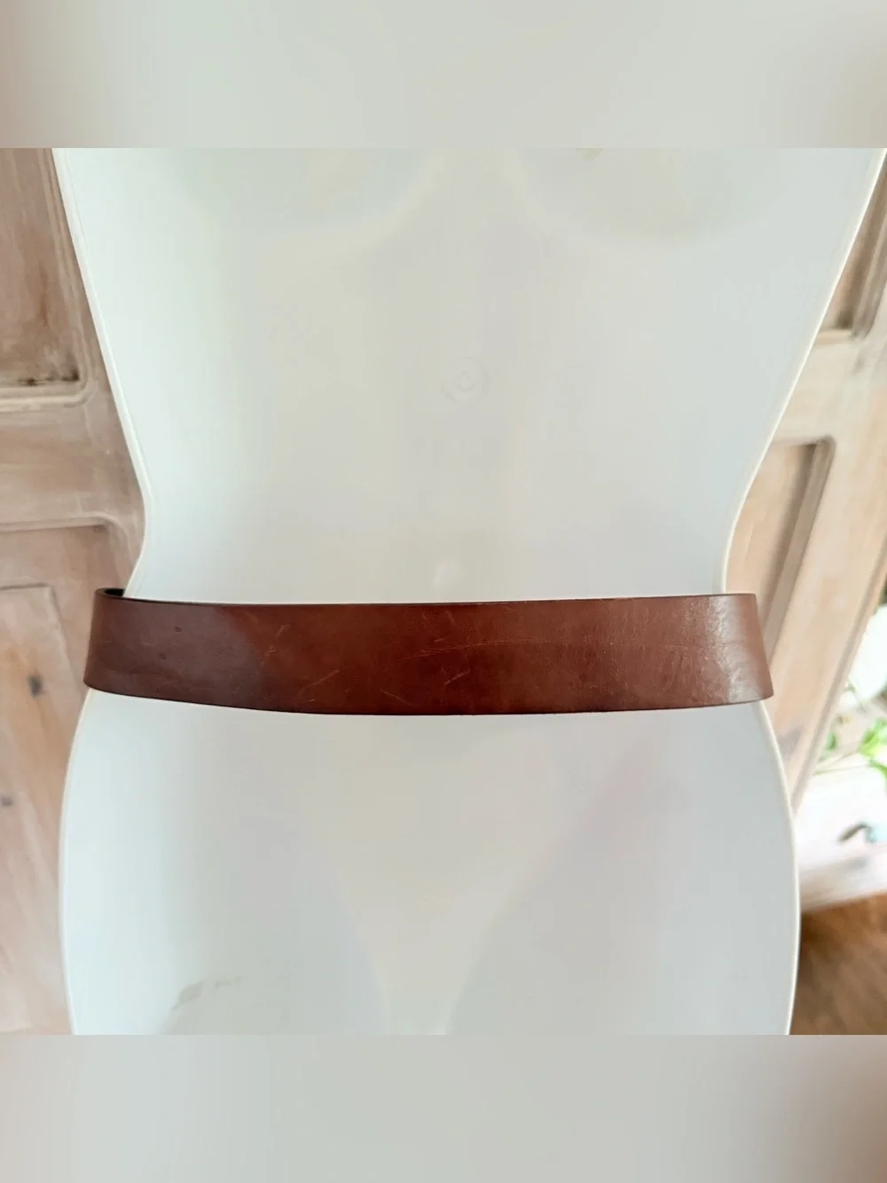 Lauren Ralph Lauren Brown Leather Belt with Brass-Tone Buckle 28”-34”